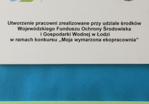 Certyfikat - "Moja wymarzona ekopracownia"